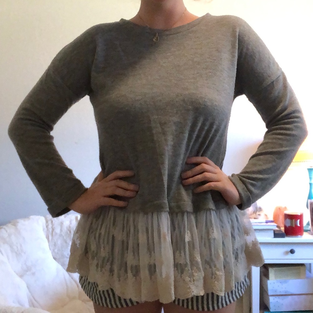 Grey Sweater with Lace